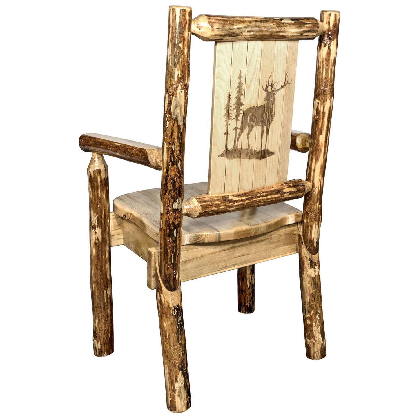 Montana Woodworks Glacier Country Collection Captain's Chair w/ Laser Engraved Design