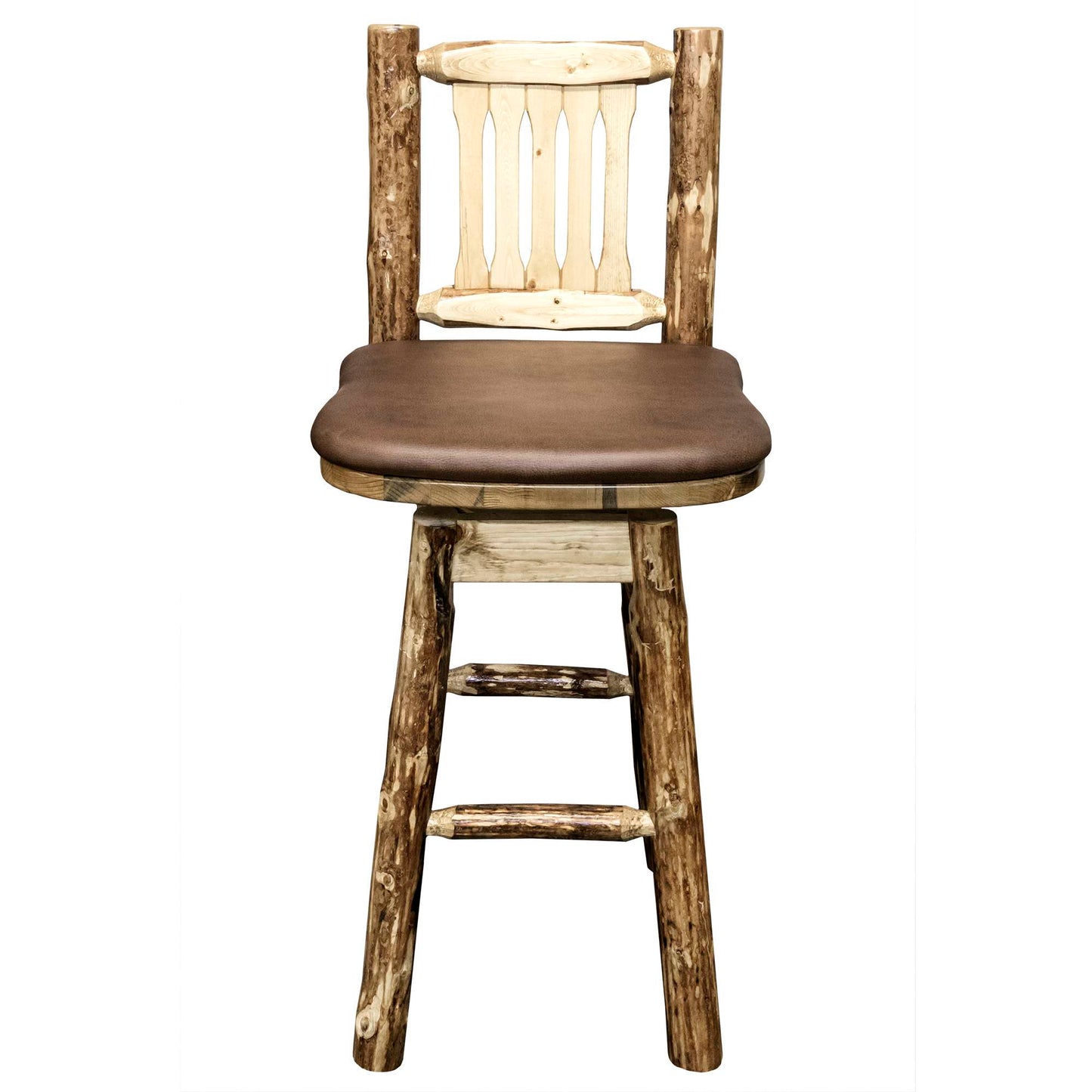 Montana Woodworks Glacier Country Collection Barstool w/ Back & Swivel w/ Upholstered Seat, Pattern