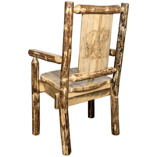 Montana Woodworks Glacier Country Collection Captain's Chair w/ Laser Engraved Design