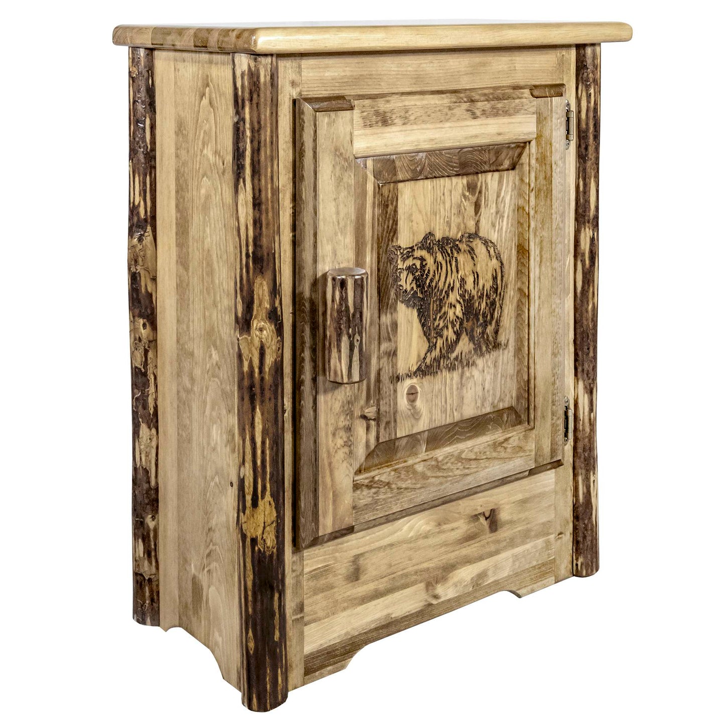 Montana Woodworks Glacier Country Collection Accent Cabinet w/ Laser Engraved Design, Left/Right Hinged