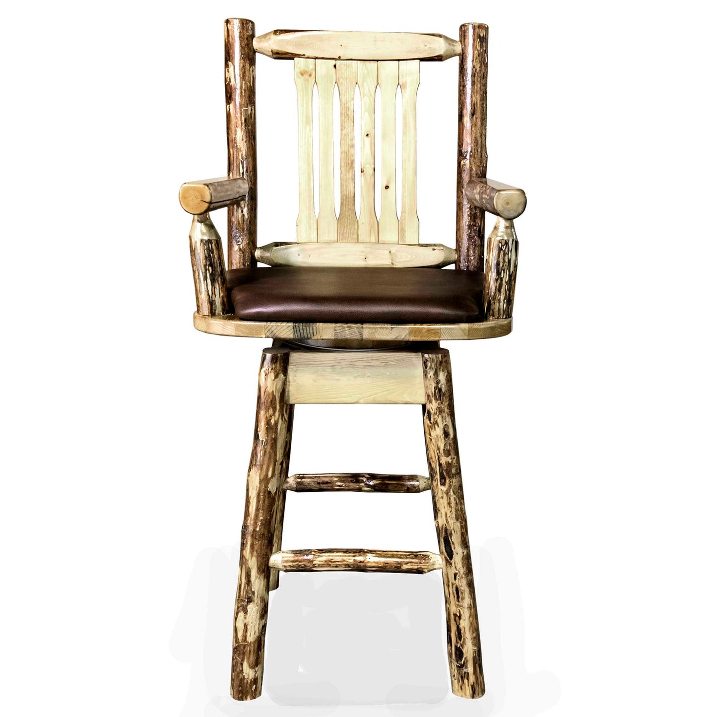 Montana Woodworks Glacier Country Collection Captain's Barstool w/ Back & Swivel w/ Upholstered Seat Pattern