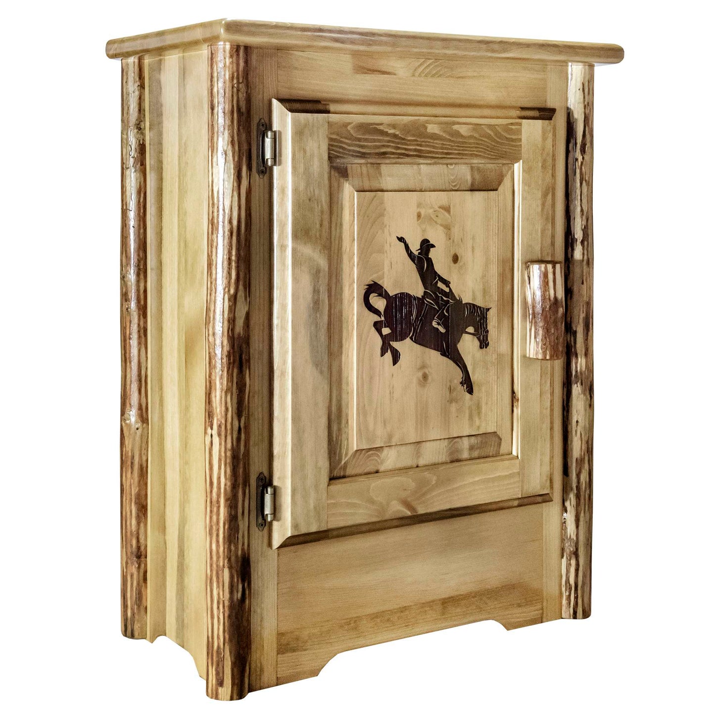 Montana Woodworks Glacier Country Collection Accent Cabinet w/ Laser Engraved Design, Left/Right Hinged