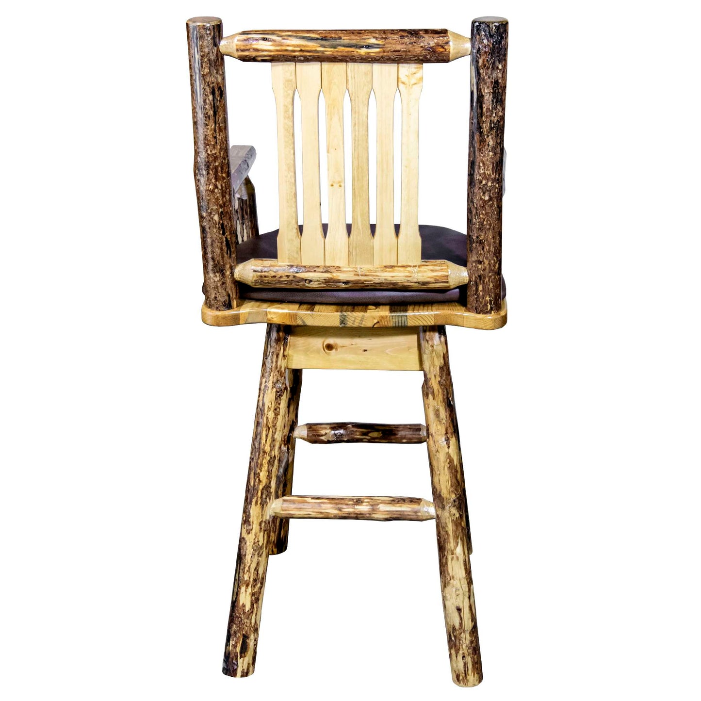 Montana Woodworks Glacier Country Collection Captain's Barstool w/ Back & Swivel w/ Upholstered Seat Pattern