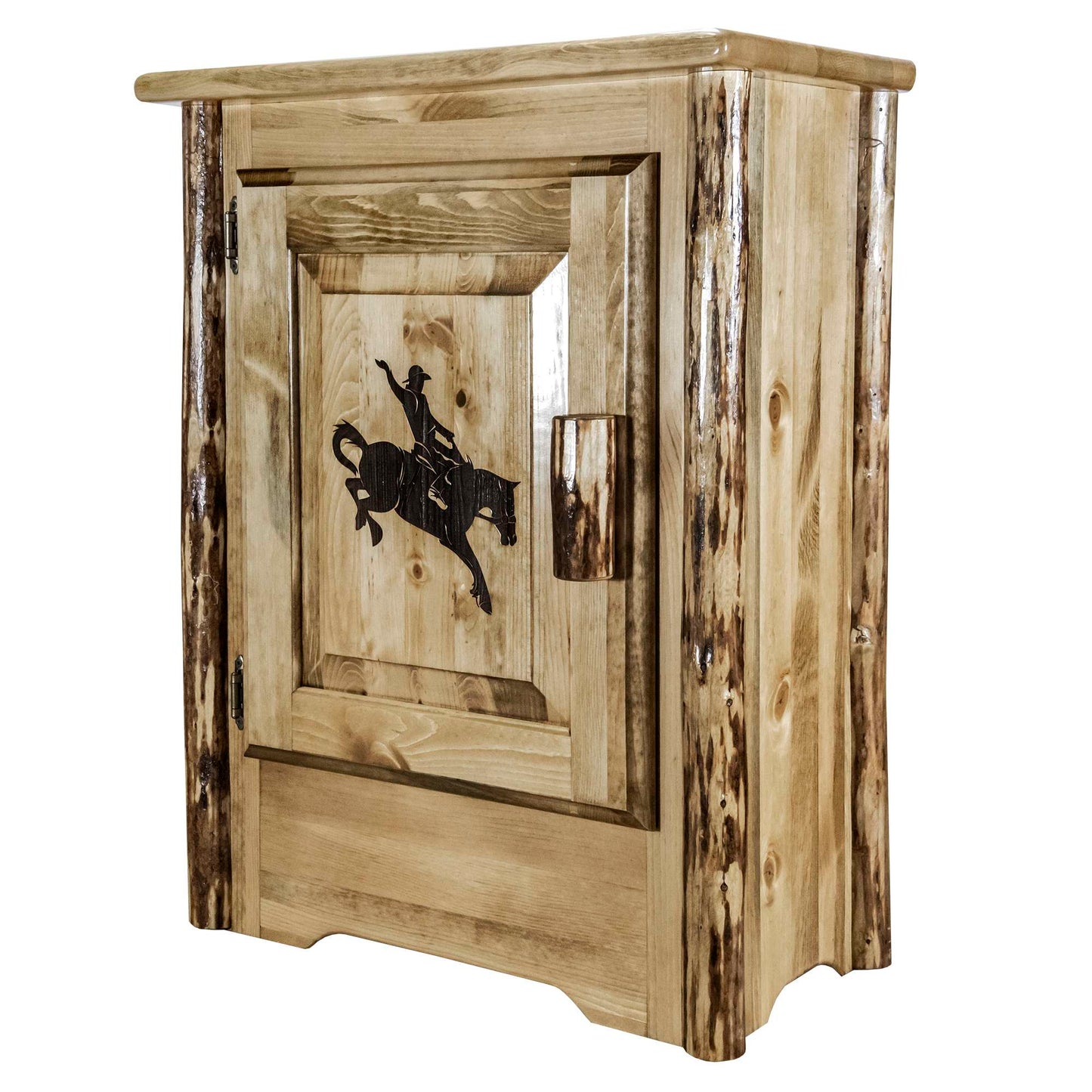 Montana Woodworks Glacier Country Collection Accent Cabinet w/ Laser Engraved Design, Left/Right Hinged