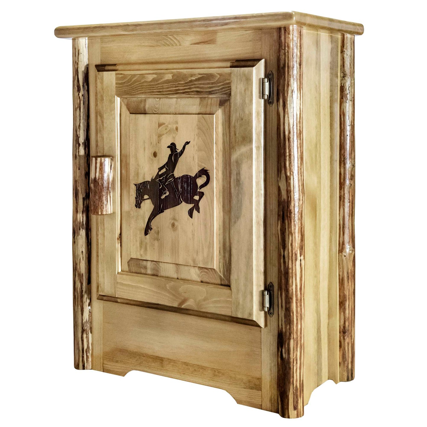 Montana Woodworks Glacier Country Collection Accent Cabinet w/ Laser Engraved Design, Left/Right Hinged