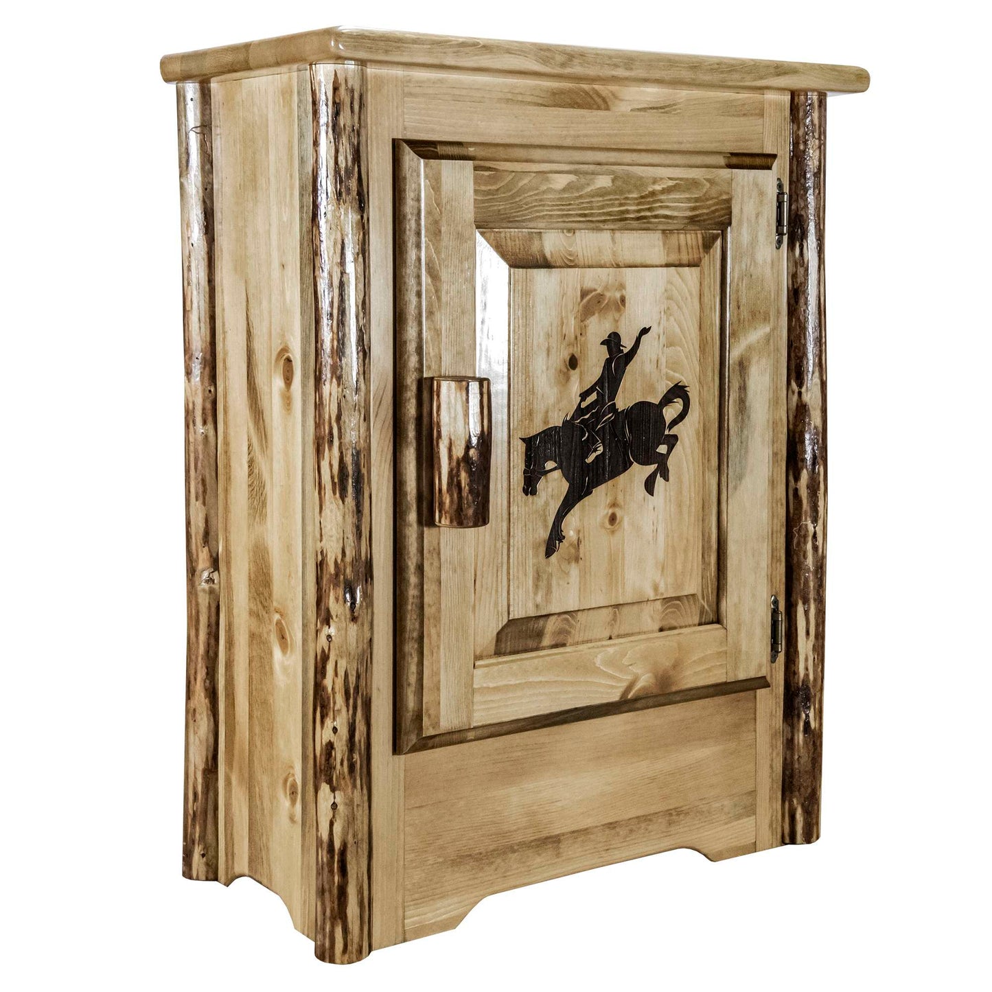 Montana Woodworks Glacier Country Collection Accent Cabinet w/ Laser Engraved Design, Left/Right Hinged