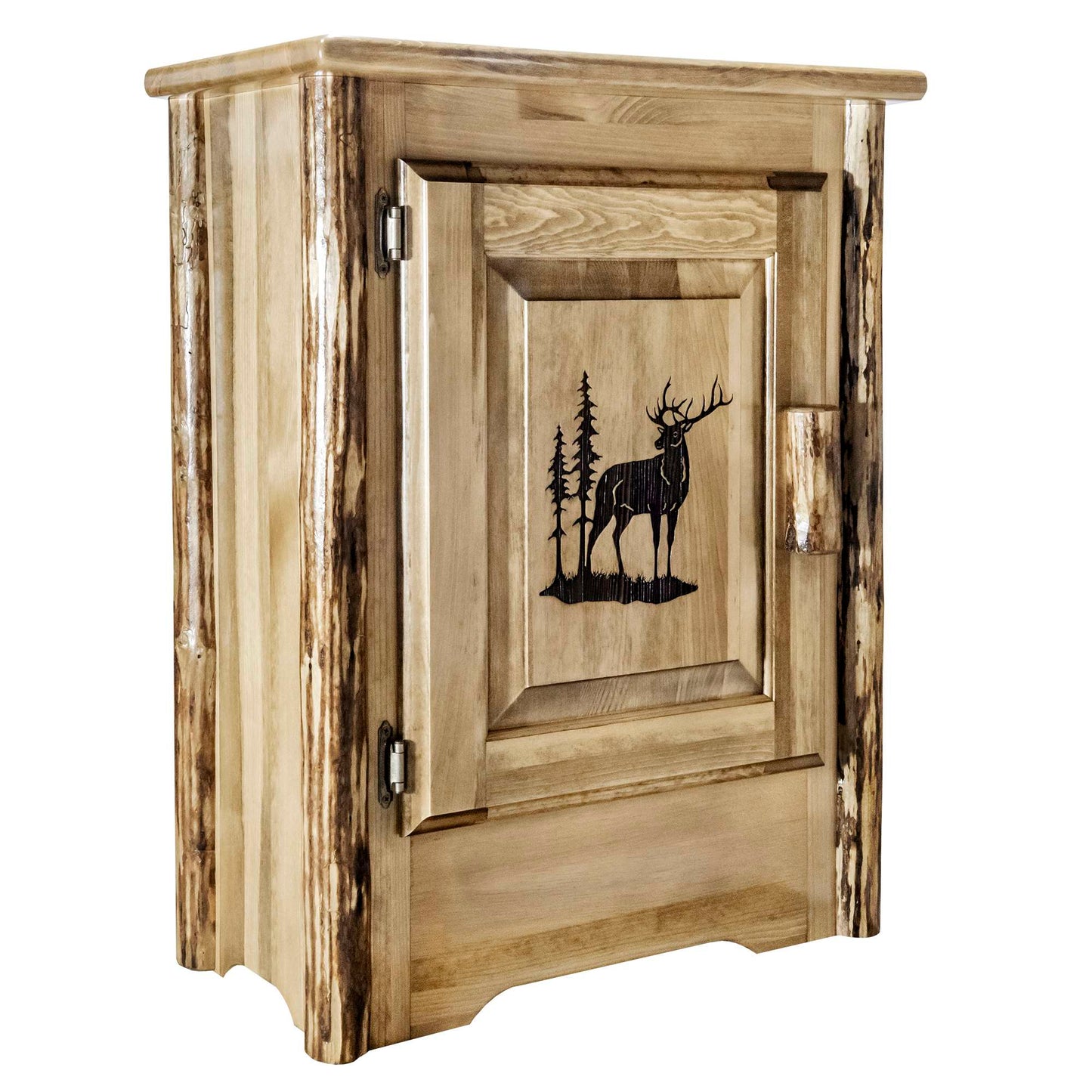 Montana Woodworks Glacier Country Collection Accent Cabinet w/ Laser Engraved Design, Left/Right Hinged