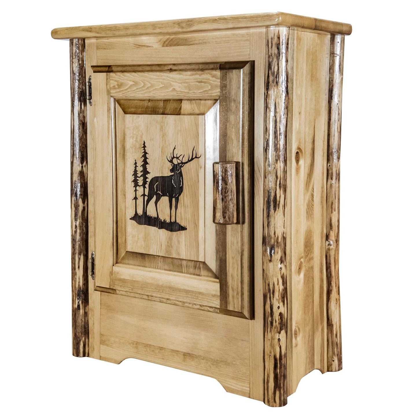 Montana Woodworks Glacier Country Collection Accent Cabinet w/ Laser Engraved Design, Left/Right Hinged