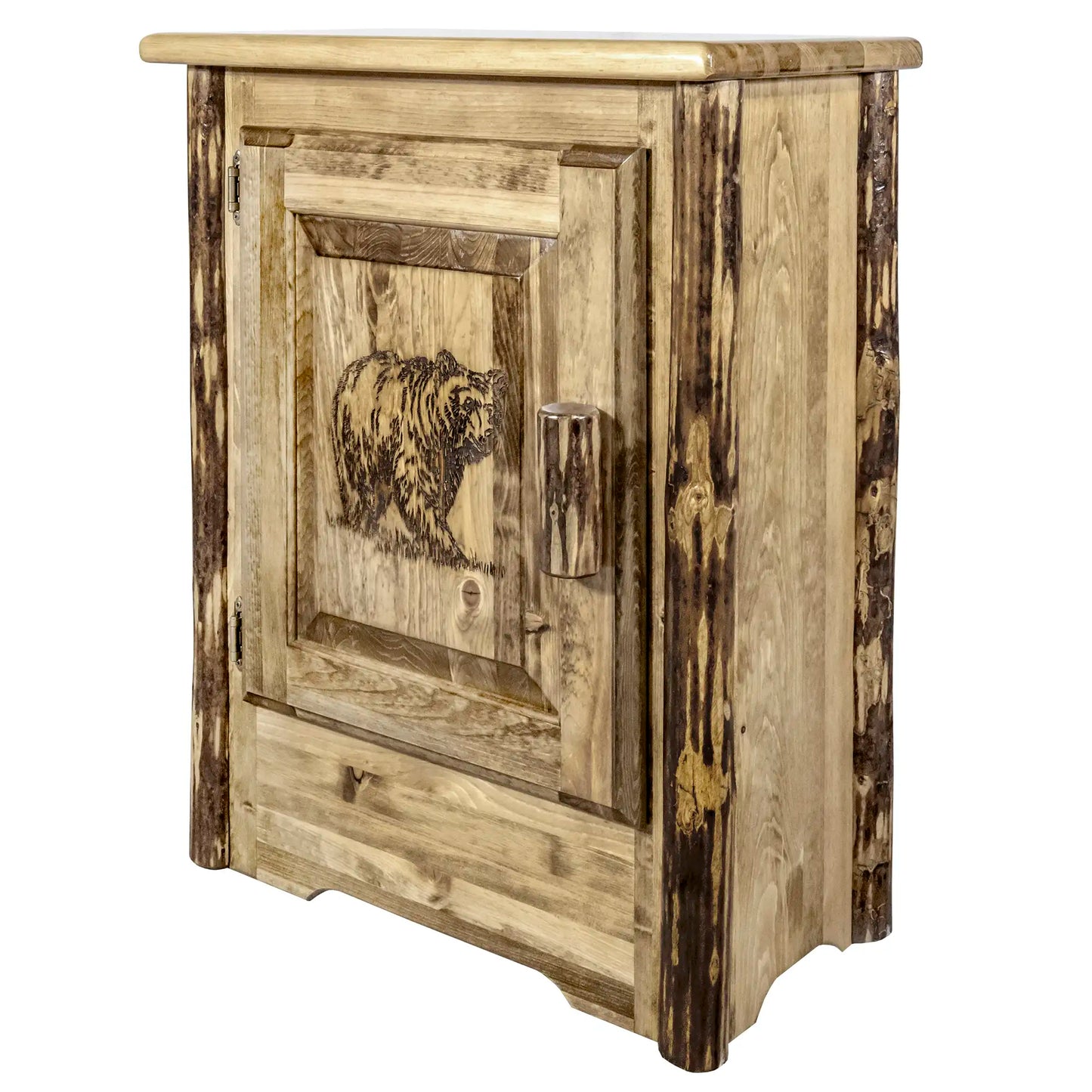 Montana Woodworks Glacier Country Collection Accent Cabinet w/ Laser Engraved Design, Left/Right Hinged