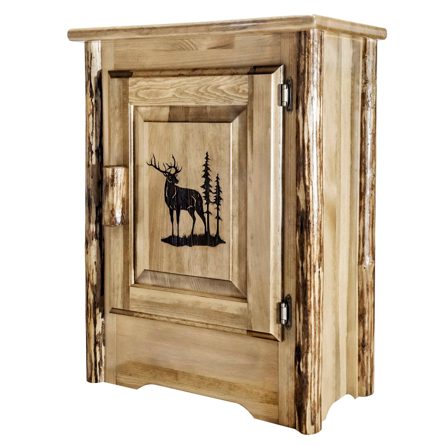 Montana Woodworks Glacier Country Collection Accent Cabinet w/ Laser Engraved Design, Left/Right Hinged