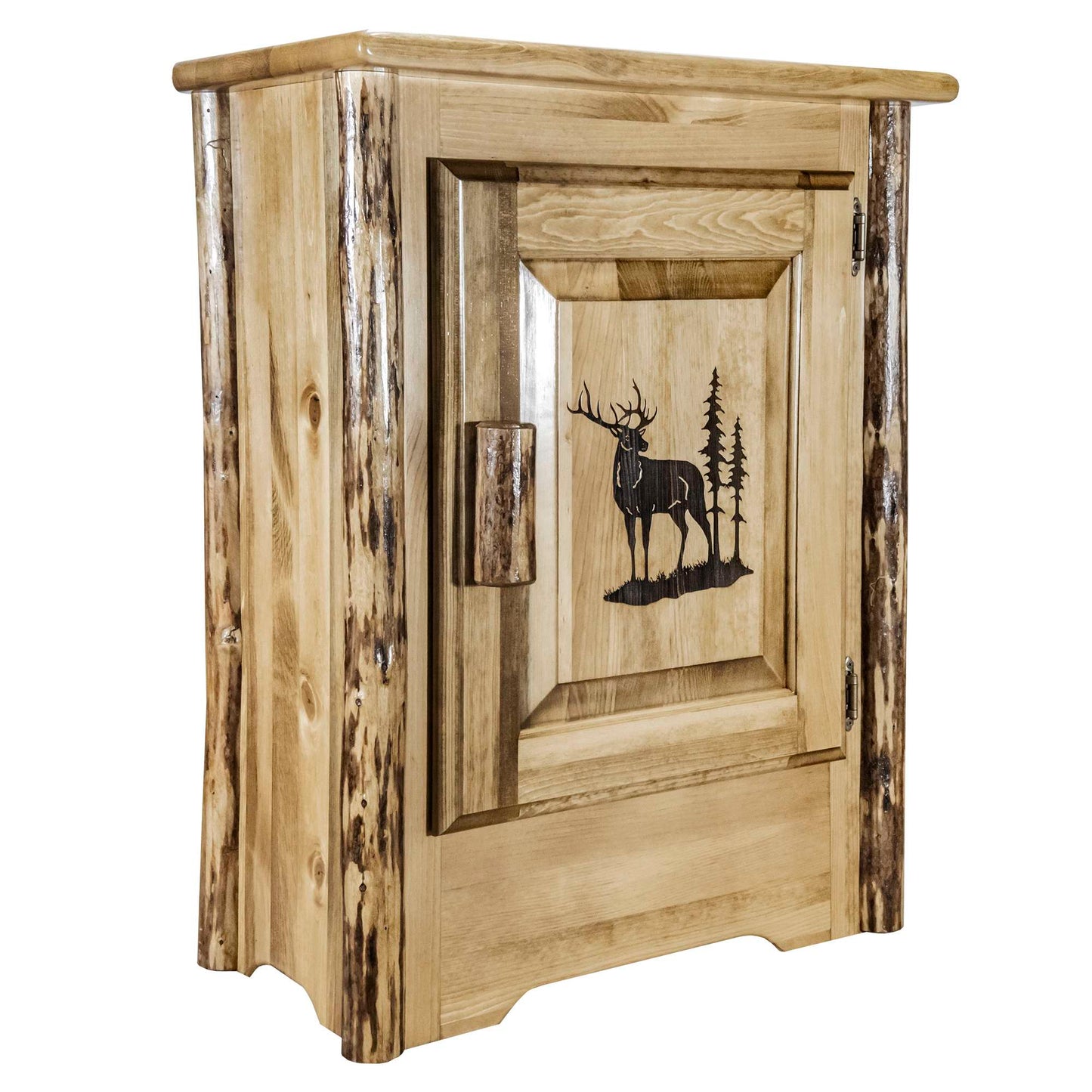 Montana Woodworks Glacier Country Collection Accent Cabinet w/ Laser Engraved Design, Left/Right Hinged