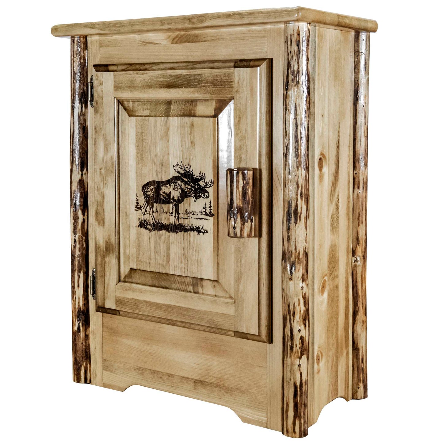 Montana Woodworks Glacier Country Collection Accent Cabinet w/ Laser Engraved Design, Left/Right Hinged