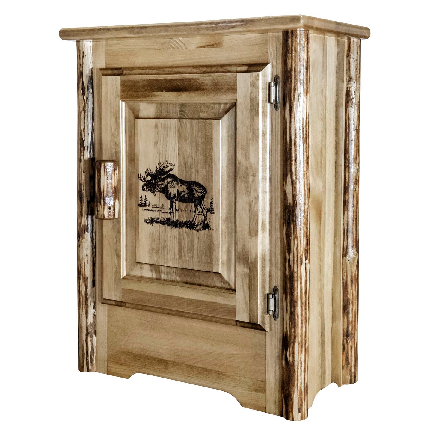 Montana Woodworks Glacier Country Collection Accent Cabinet w/ Laser Engraved Design, Left/Right Hinged