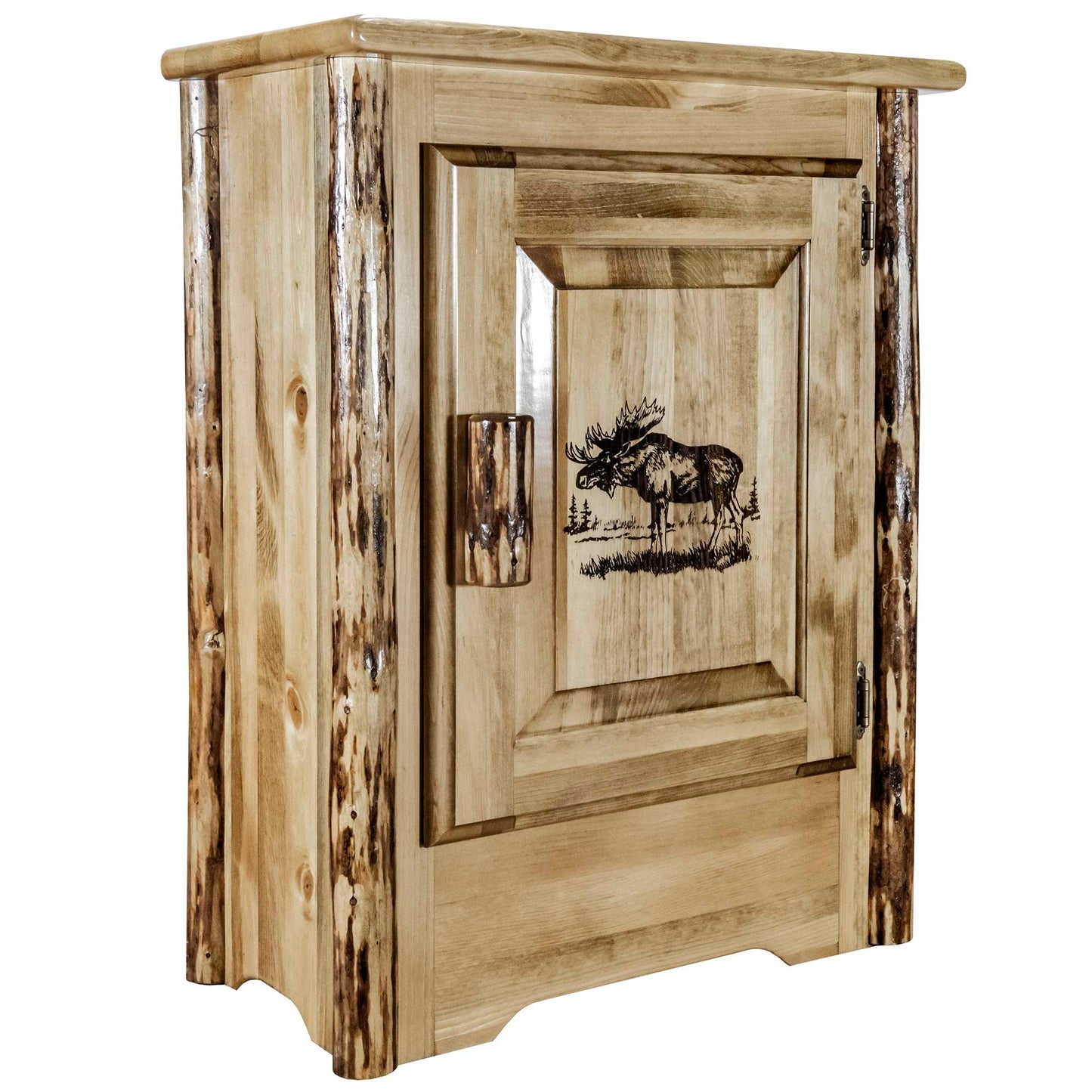 Montana Woodworks Glacier Country Collection Accent Cabinet w/ Laser Engraved Design, Left/Right Hinged