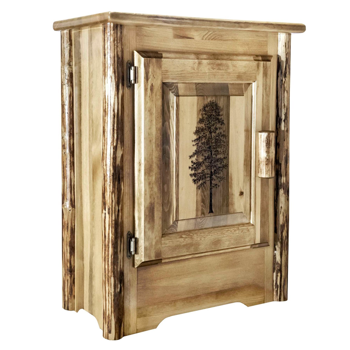 Montana Woodworks Glacier Country Collection Accent Cabinet w/ Laser Engraved Design, Left/Right Hinged