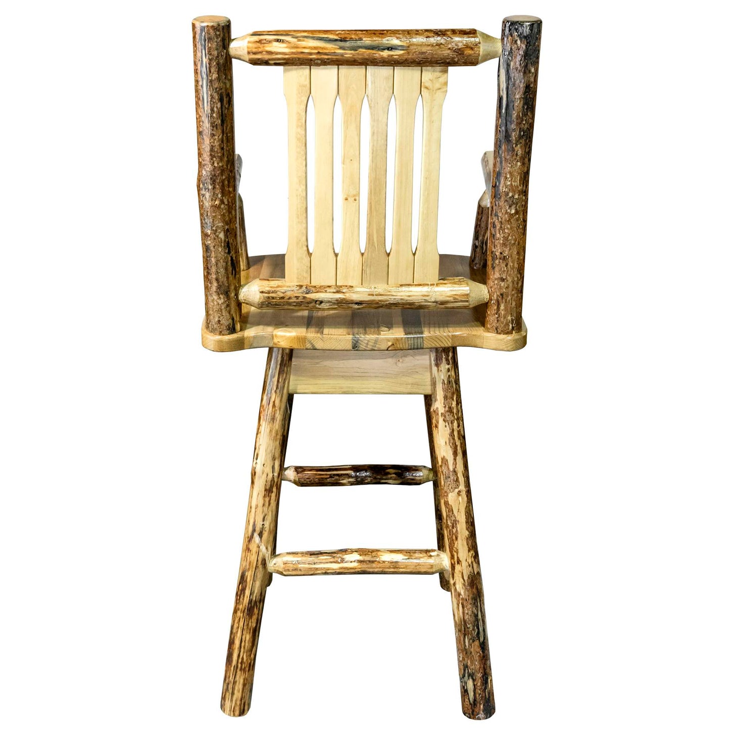 Montana Woodworks Glacier Country Collection Captain's Barstool w/ Back & Swivel w/ Upholstered Seat Pattern