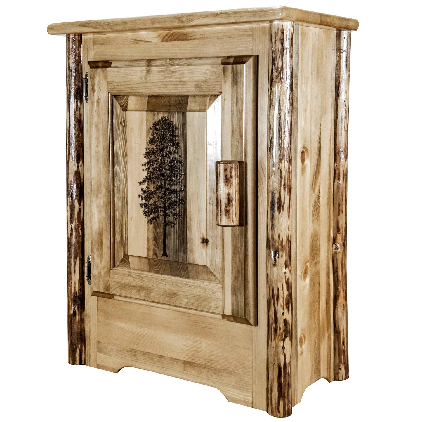 Montana Woodworks Glacier Country Collection Accent Cabinet w/ Laser Engraved Design, Left/Right Hinged