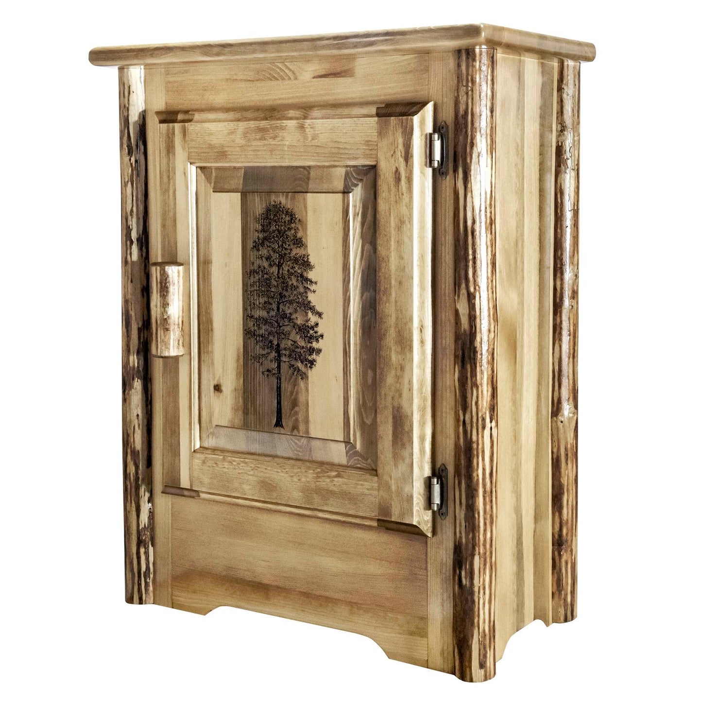 Montana Woodworks Glacier Country Collection Accent Cabinet w/ Laser Engraved Design, Left/Right Hinged