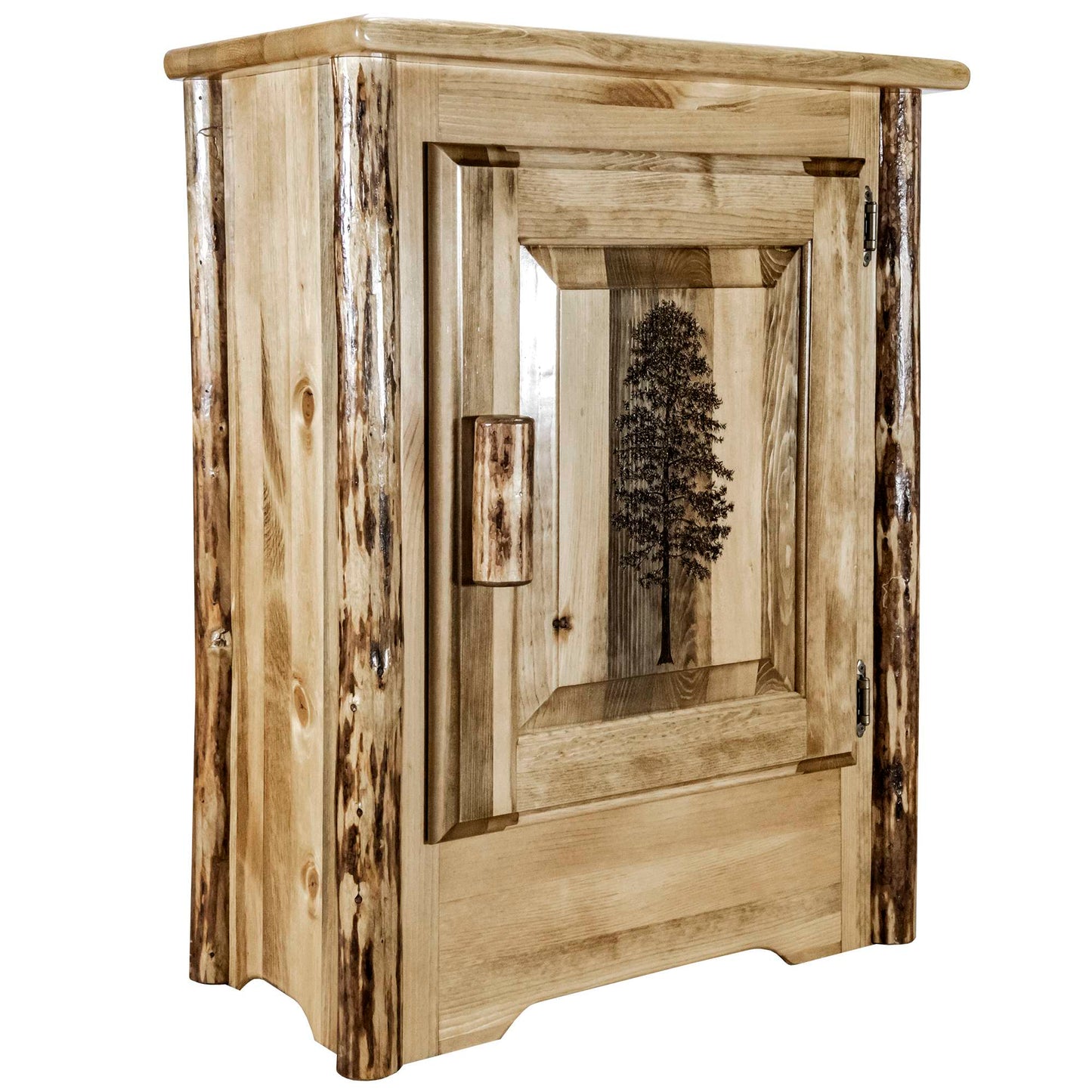 Montana Woodworks Glacier Country Collection Accent Cabinet w/ Laser Engraved Design, Left/Right Hinged