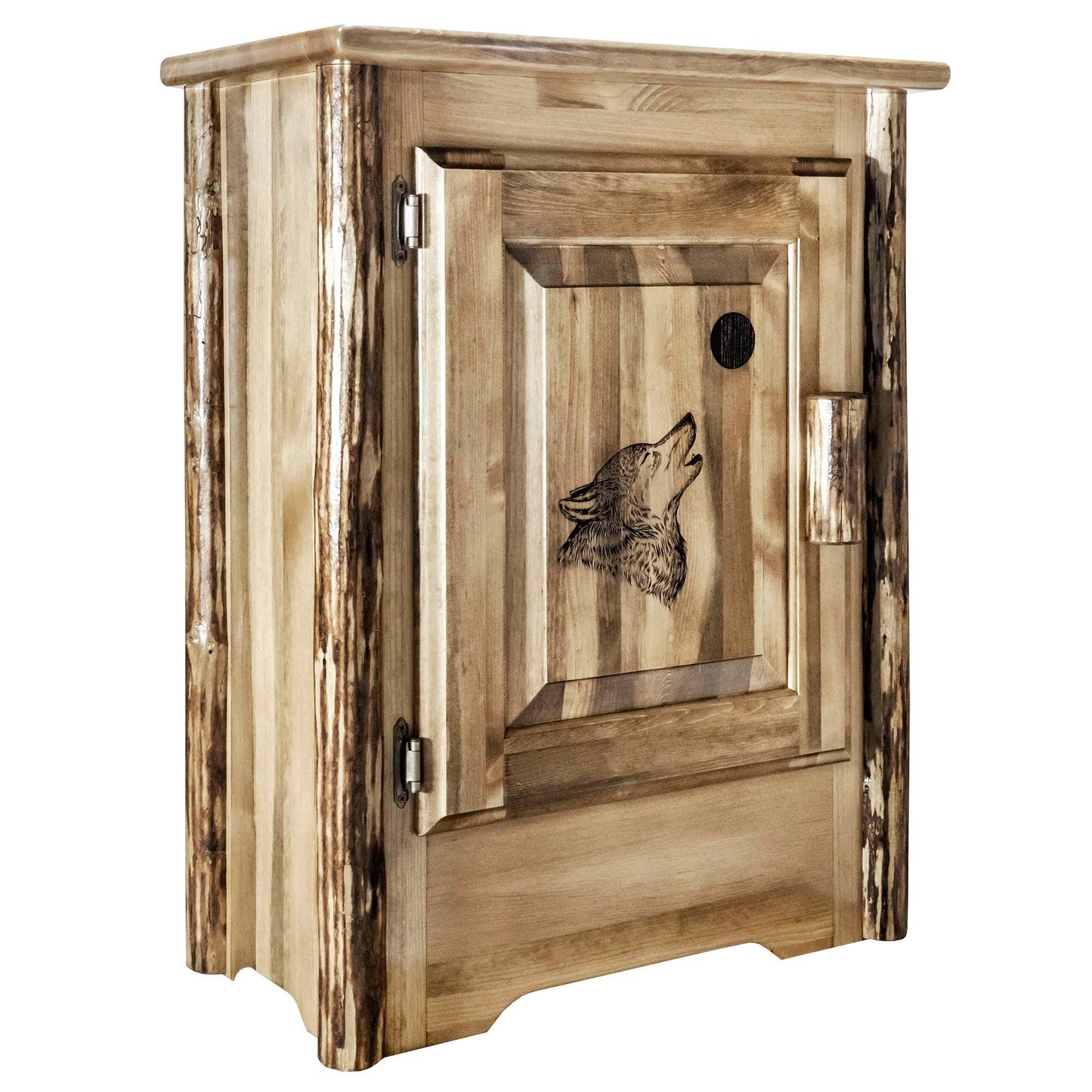 Montana Woodworks Glacier Country Collection Accent Cabinet w/ Laser Engraved Design, Left/Right Hinged