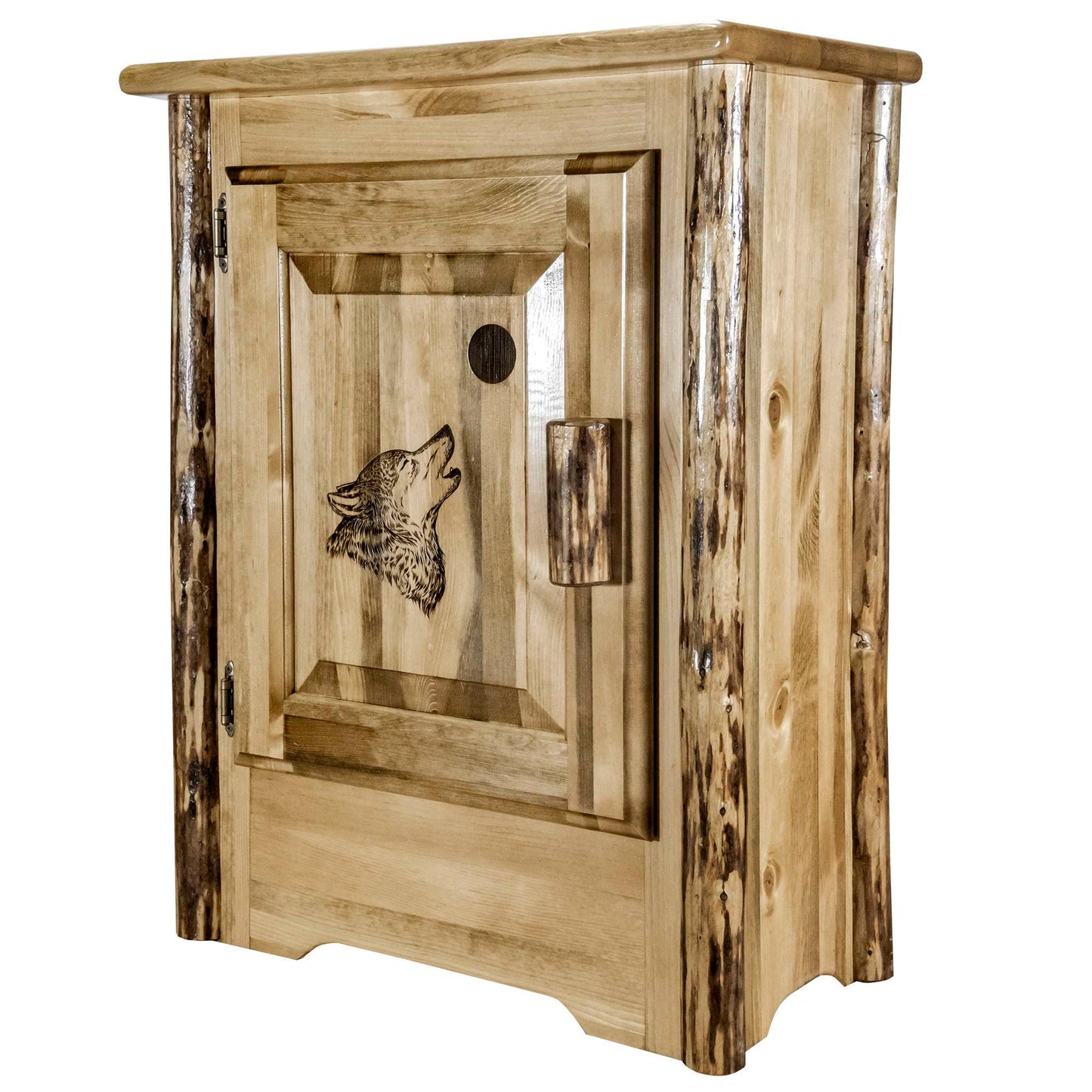 Montana Woodworks Glacier Country Collection Accent Cabinet w/ Laser Engraved Design, Left/Right Hinged