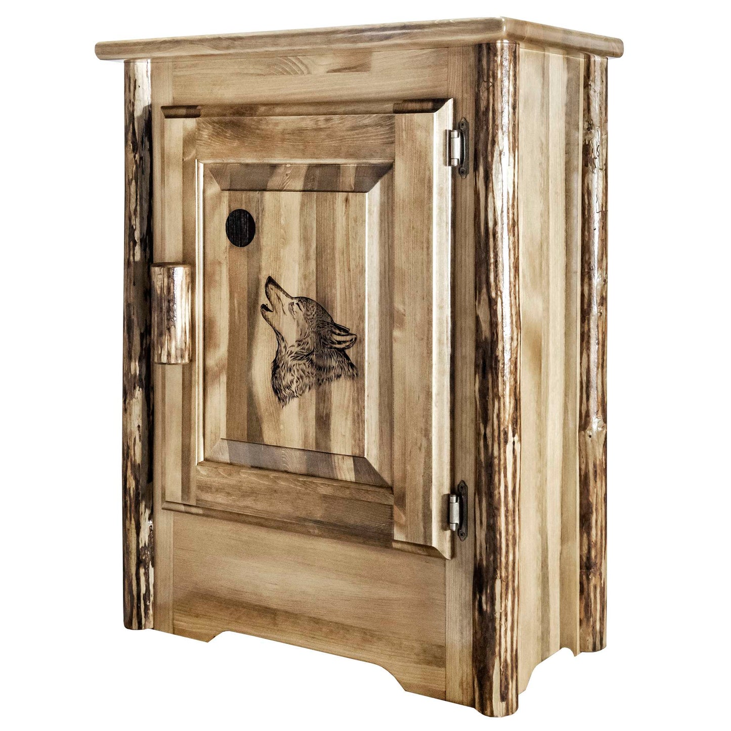 Montana Woodworks Glacier Country Collection Accent Cabinet w/ Laser Engraved Design, Left/Right Hinged