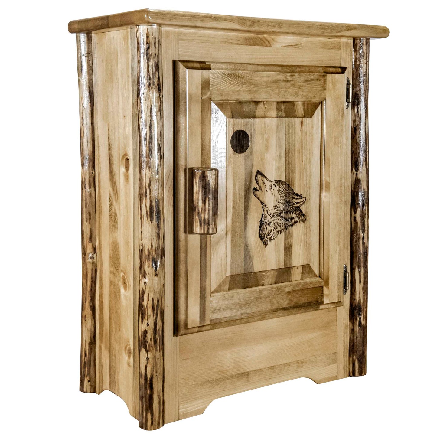 Montana Woodworks Glacier Country Collection Accent Cabinet w/ Laser Engraved Design, Left/Right Hinged