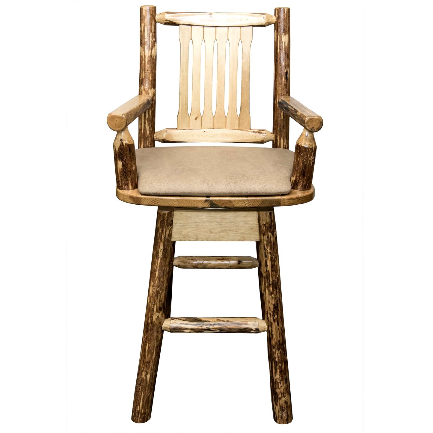 Montana Woodworks Glacier Country Collection Captain's Barstool w/ Back & Swivel w/ Upholstered Seat Pattern