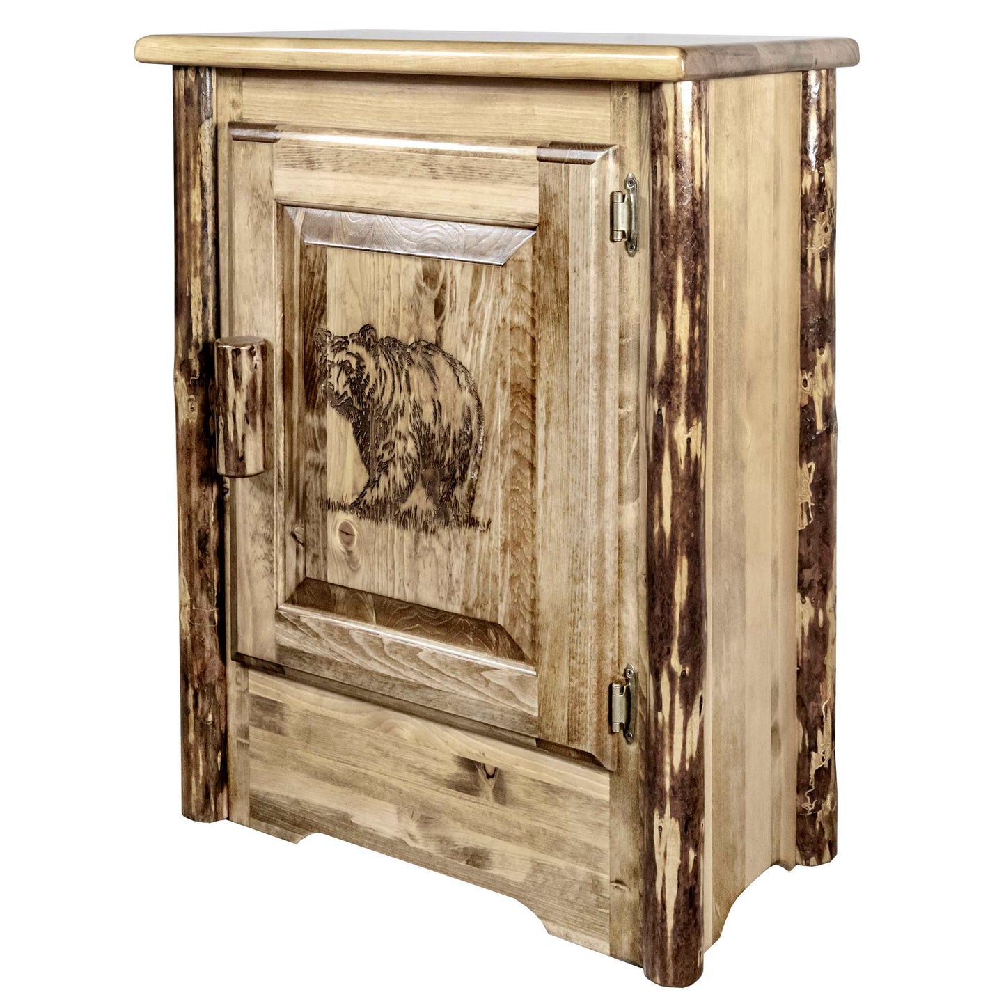 Montana Woodworks Glacier Country Collection Accent Cabinet w/ Laser Engraved Design, Left/Right Hinged