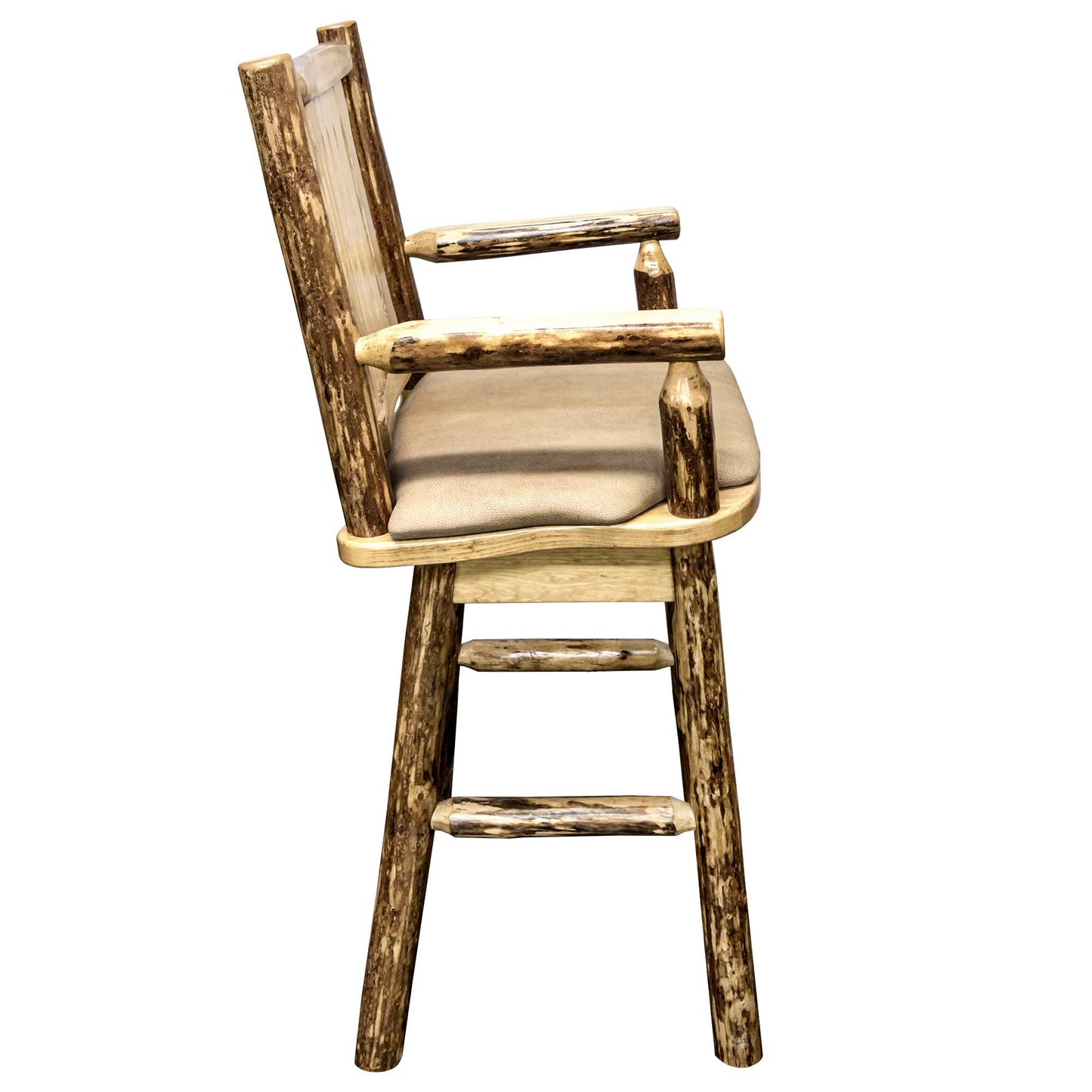 Montana Woodworks Glacier Country Collection Captain's Barstool w/ Back & Swivel w/ Upholstered Seat Pattern