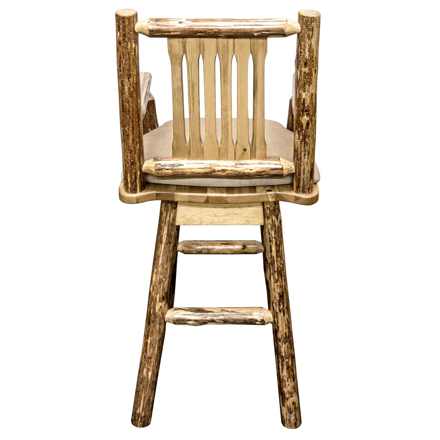 Montana Woodworks Glacier Country Collection Captain's Barstool w/ Back & Swivel w/ Upholstered Seat Pattern