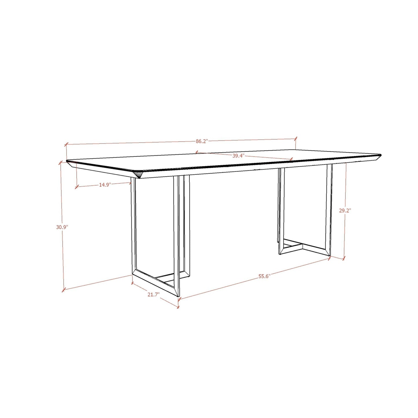 Manhattan Comfort Celine 86.22 Dining Table with Seating Capacity for 8 - GOLD STAR Dining