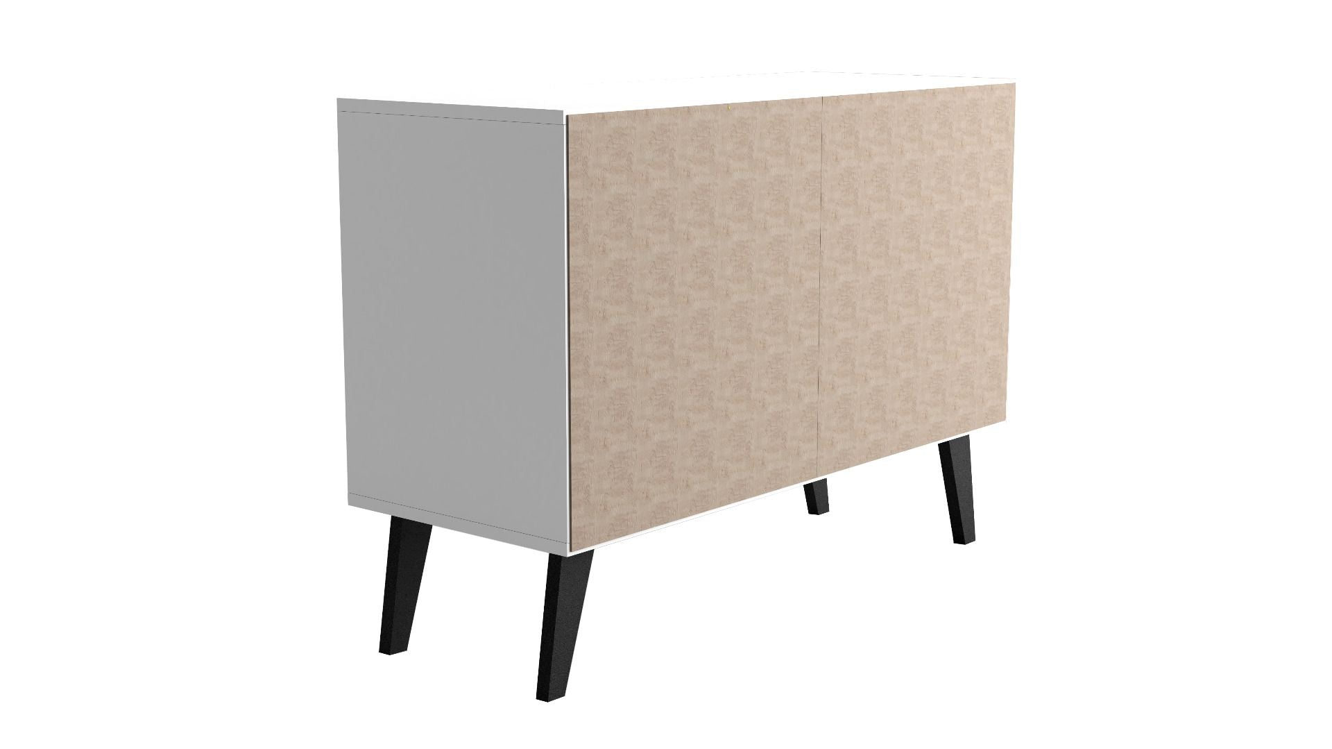 Manhattan Comfort Mid-Century- Modern Amsterdam Double Side Table 2.0 with 3 Shelves - GOLD STAR Dining