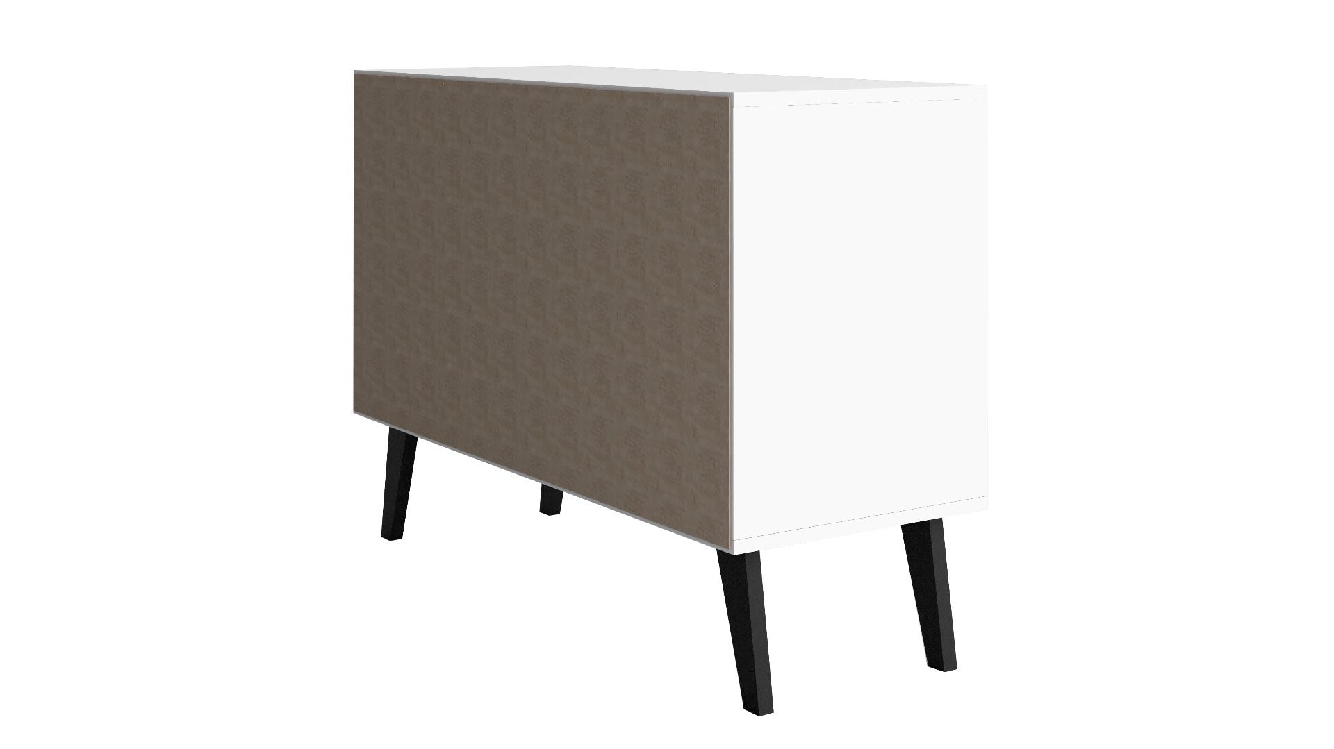 Manhattan Comfort Mid-Century- Modern Amsterdam Double Side Table 2.0 with 3 Shelves - GOLD STAR Dining