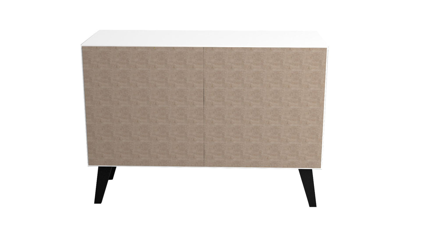 Manhattan Comfort Mid-Century- Modern Amsterdam Double Side Table 2.0 with 3 Shelves - GOLD STAR Dining