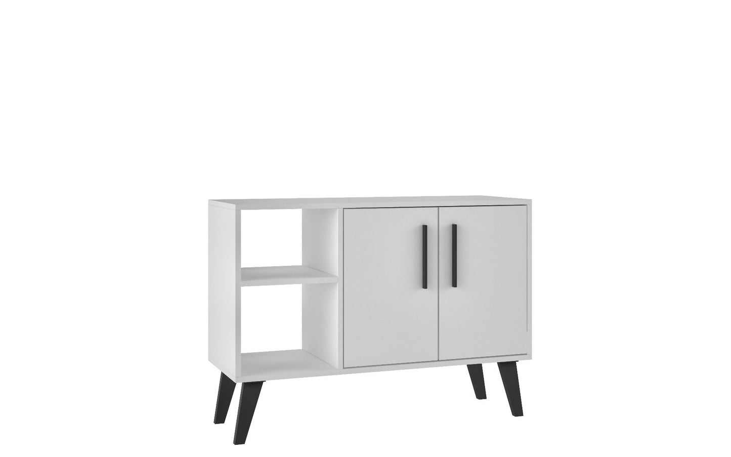 Manhattan Comfort Mid-Century- Modern Amsterdam 35.43" Sideboard with 4 Shelves in White 147AMC205 - GOLD STAR Dining