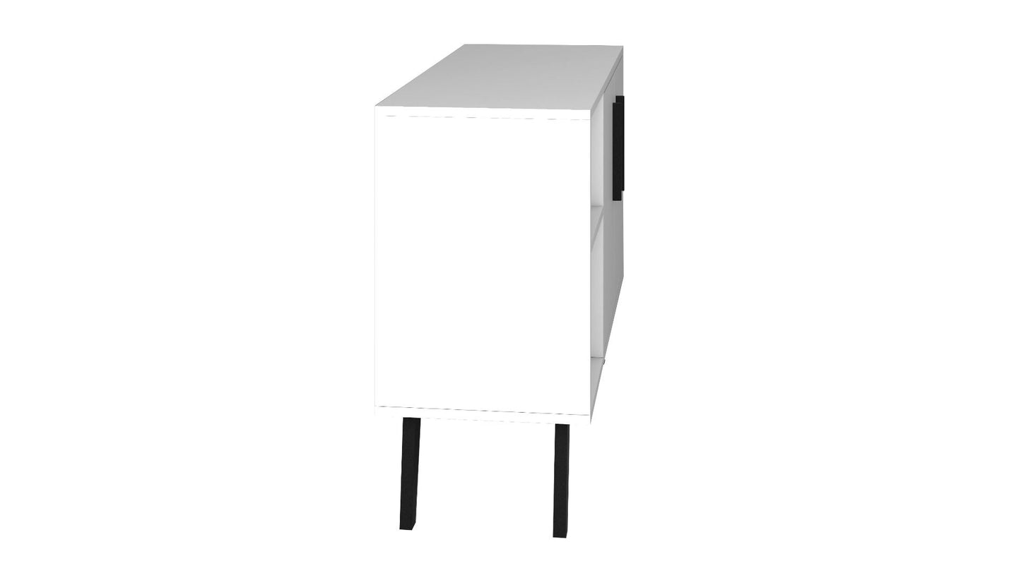 Manhattan Comfort Mid-Century- Modern Amsterdam 35.43" Sideboard with 4 Shelves in White 147AMC205 - GOLD STAR Dining