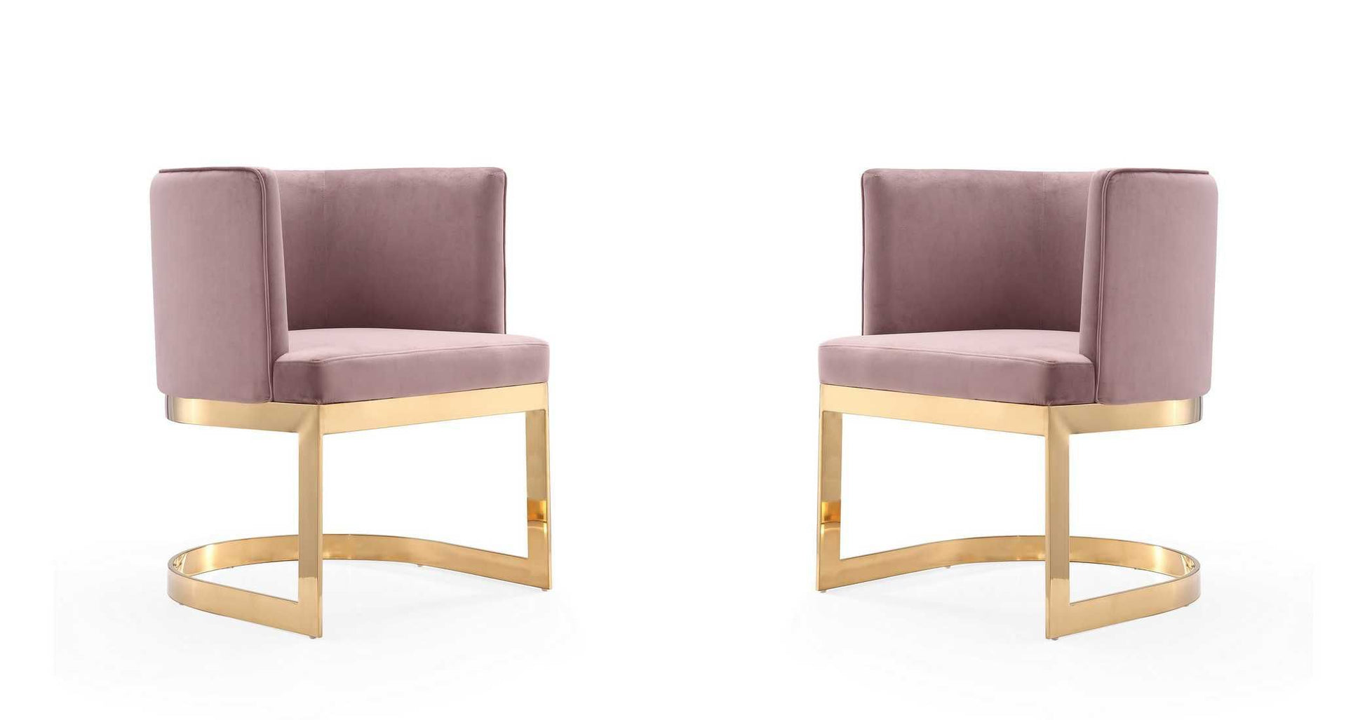 Manhattan Comfort Aura and Polished Brass Velvet Dining Chair (Set of 2) - GOLD STAR Dining