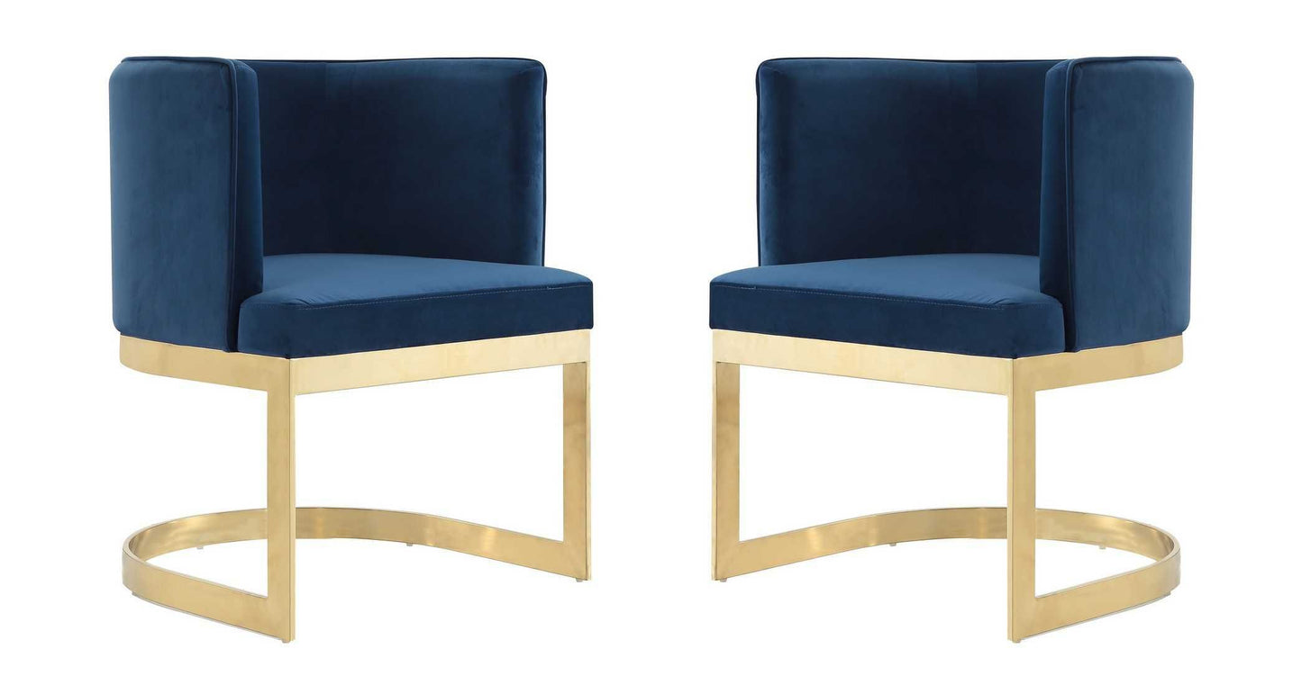 Manhattan Comfort Aura and Polished Brass Velvet Dining Chair (Set of 2) - GOLD STAR Dining