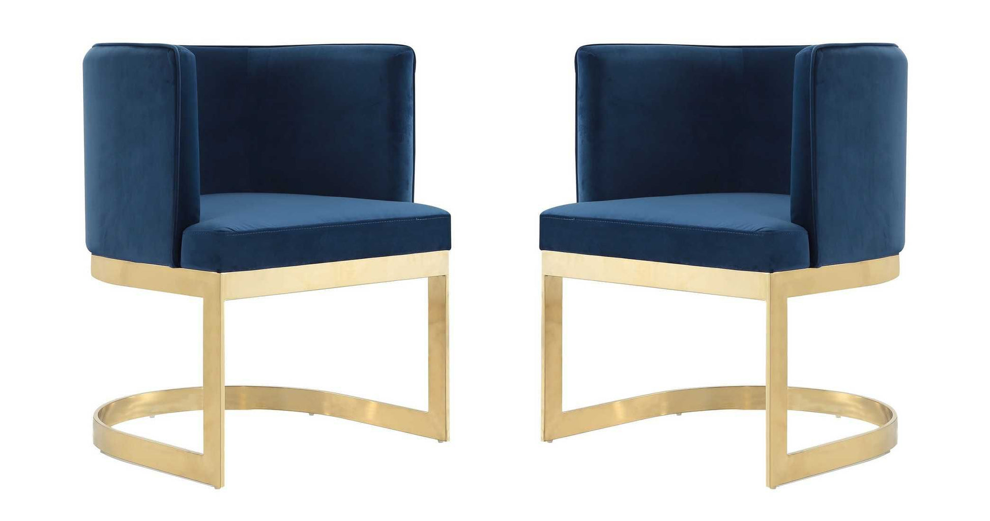 Manhattan Comfort Aura and Polished Brass Velvet Dining Chair (Set of 2) - GOLD STAR Dining