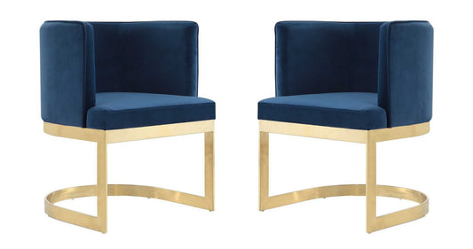 Manhattan Comfort Aura and Polished Brass Velvet Dining Chair (Set of 2) - GOLD STAR Dining