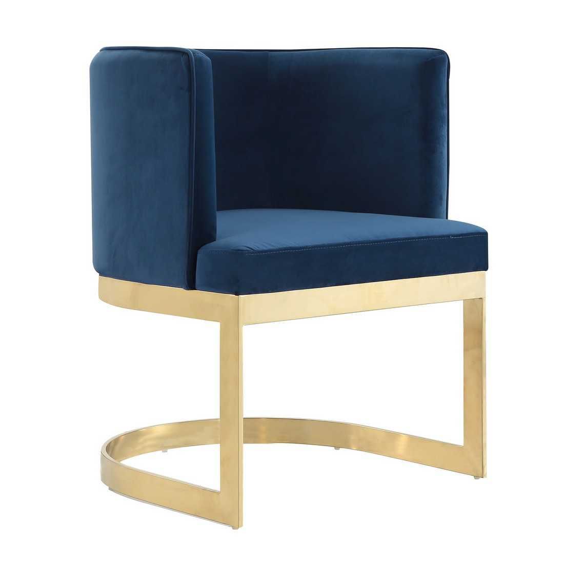 Manhattan Comfort Aura and Polished Brass Velvet Dining Chair (Set of 2) - GOLD STAR Dining