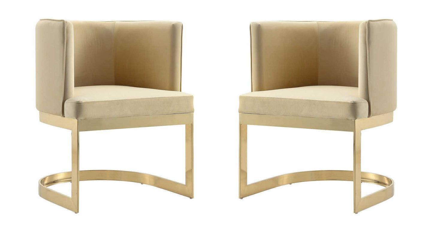 Manhattan Comfort Aura and Polished Brass Velvet Dining Chair (Set of 2) - GOLD STAR Dining