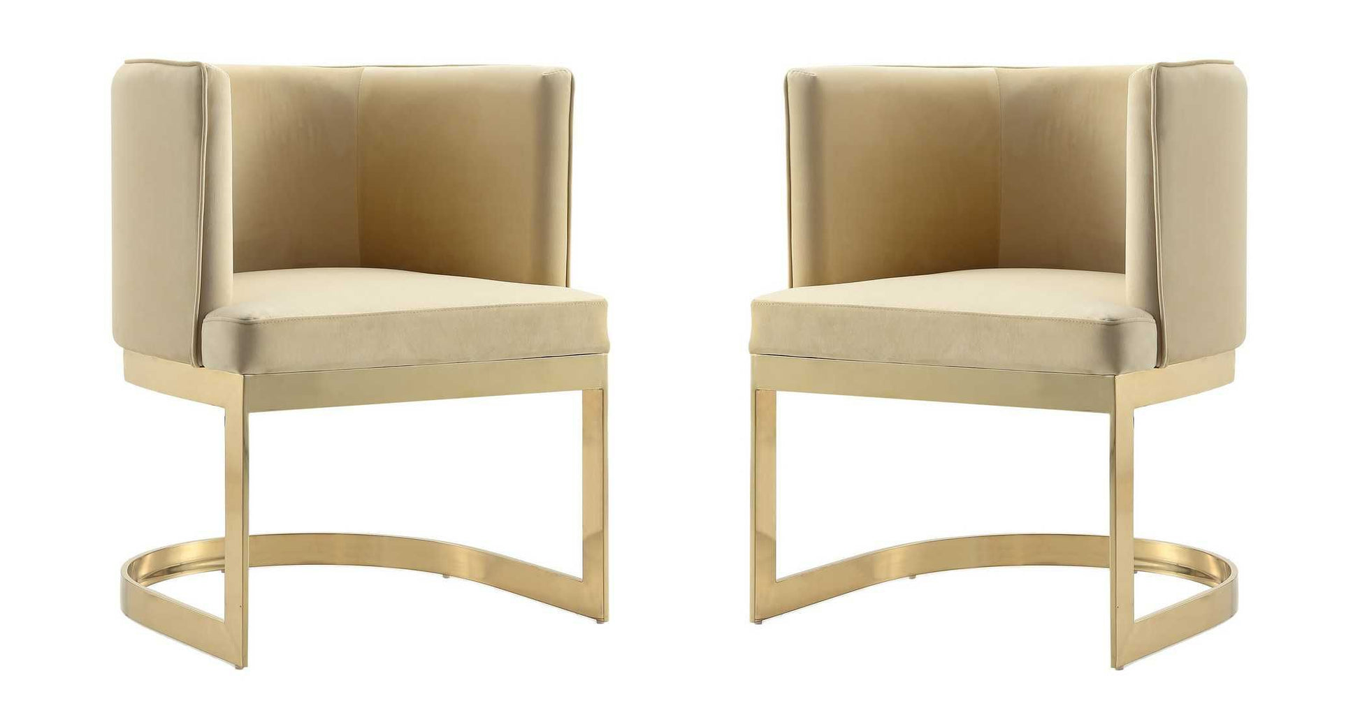 Manhattan Comfort Aura and Polished Brass Velvet Dining Chair (Set of 2) - GOLD STAR Dining