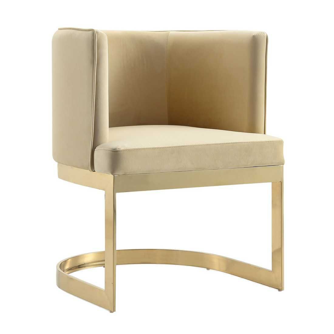 Manhattan Comfort Aura and Polished Brass Velvet Dining Chair (Set of 2) - GOLD STAR Dining