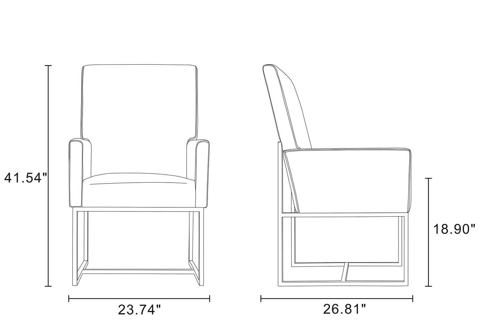 Manhattan Comfort Element Velvet Dining Armchair (Set of 2) - GOLD STAR Dining