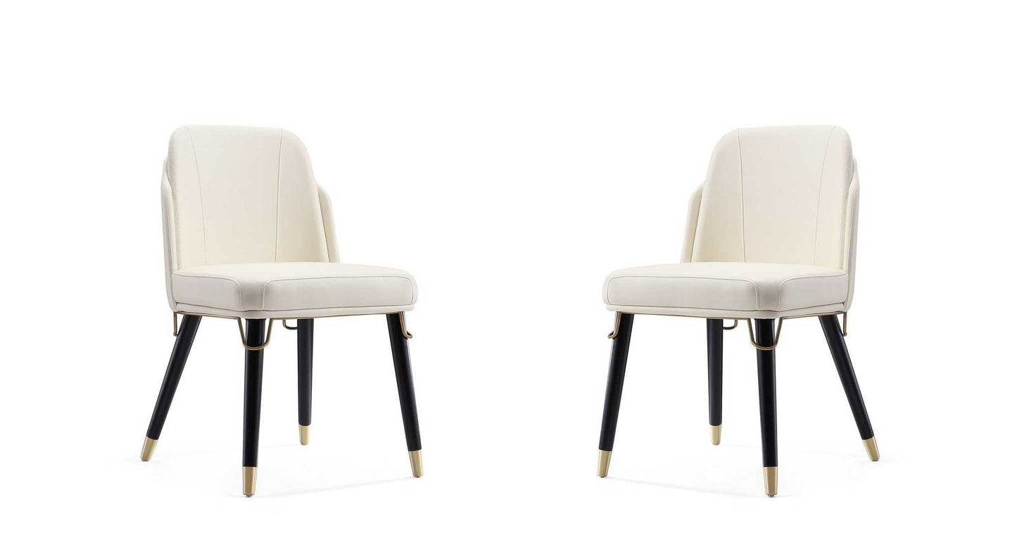 Manhattan Comfort Estelle Faux Leather Dining Chair (Set of 2) - GOLD STAR Dining