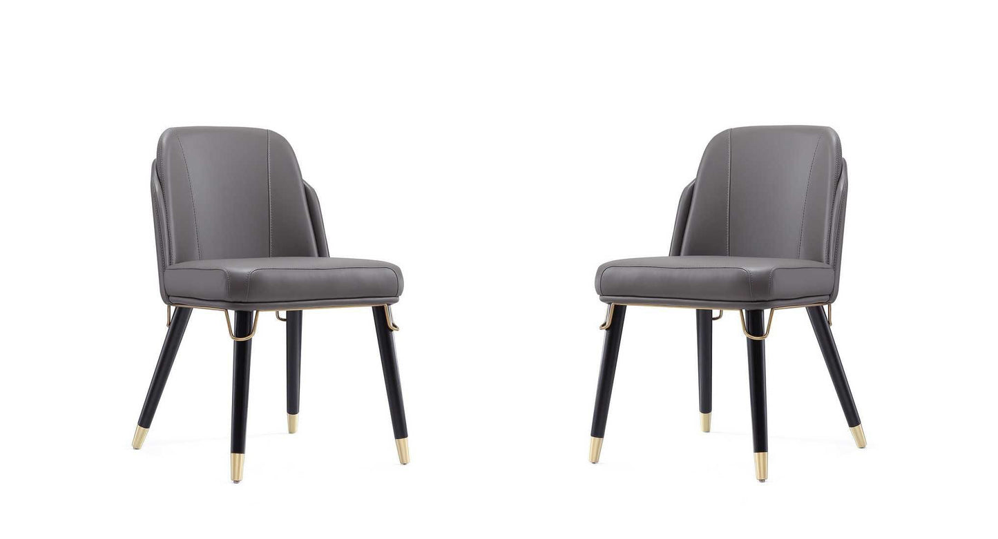 Manhattan Comfort Estelle Faux Leather Dining Chair (Set of 2) - GOLD STAR Dining