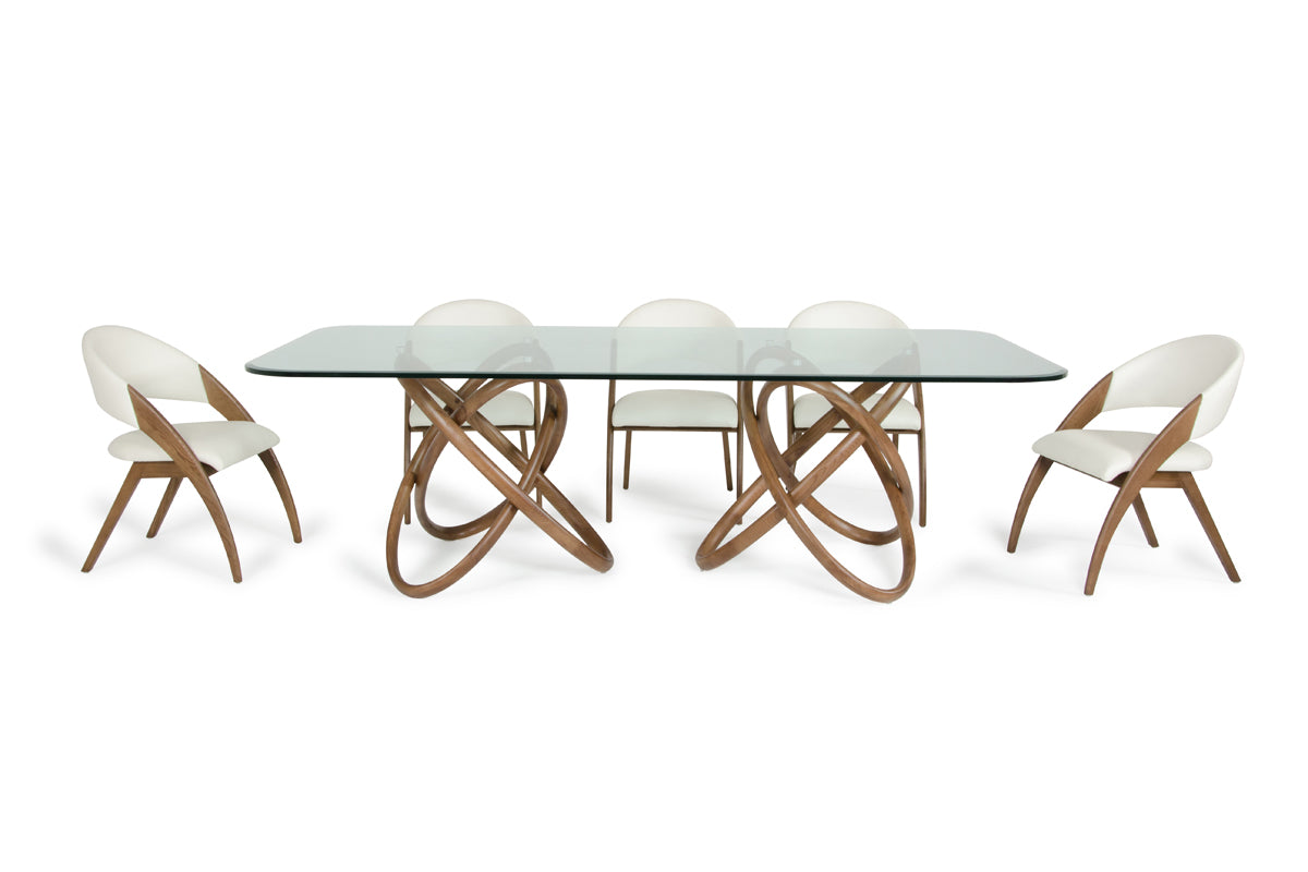 Homeroots 47" Walnut And Glass Dining Table 283020 - GOLD STAR Dining