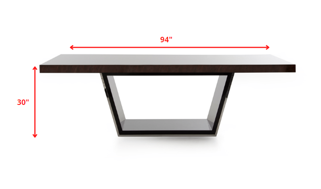 Homeroots 30" Ebony High Gloss Mdf And Steel Dining Table 283424 - GOLD STAR Dining